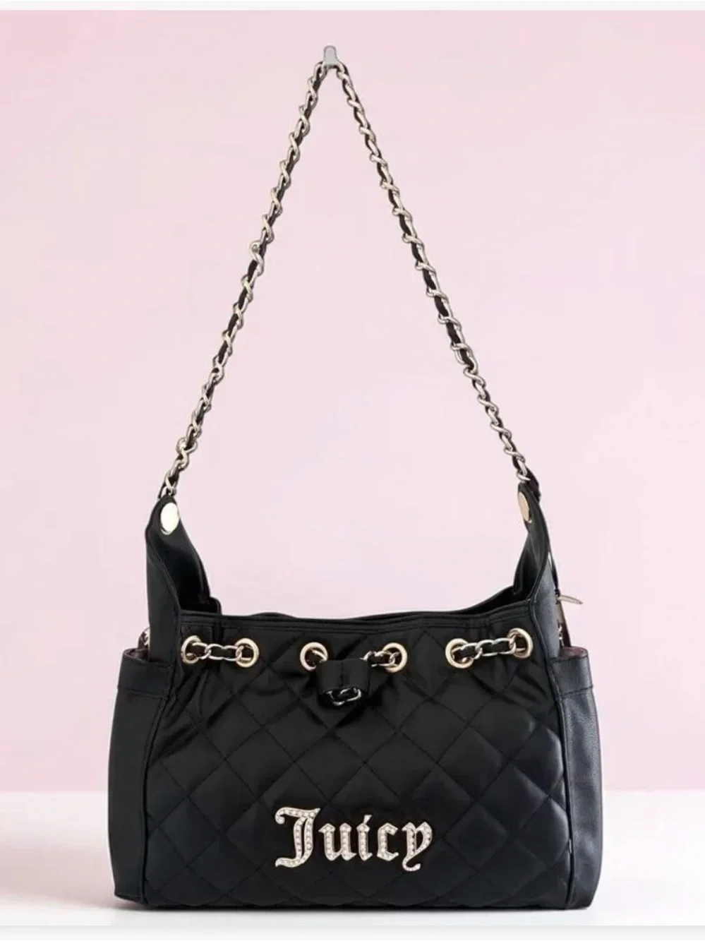 *new* Juicy Couture Black Quilted Shoulder Bag with Chain Strap